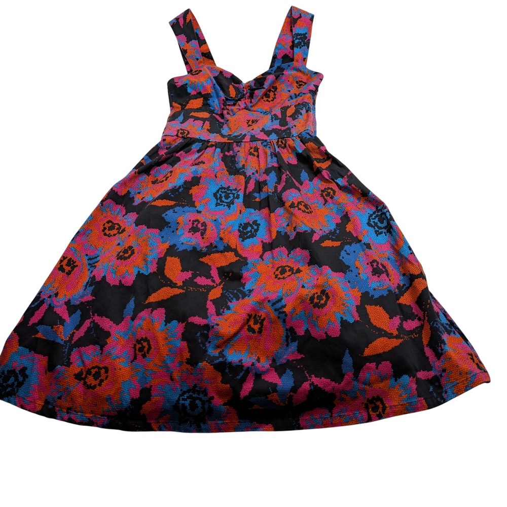 ROMY Women Floral Fit and Flare‎ Mini Dress S Black Pink Blue